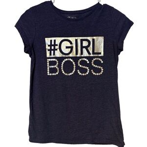 The Children’s Place Navy and Gold #GIRL BOSS Tee Size 14